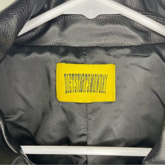 NWOT Diet Starts Monday Can’t Teach Taste Faux Leather Trucker Jacket Size L - Picture 7 of 11